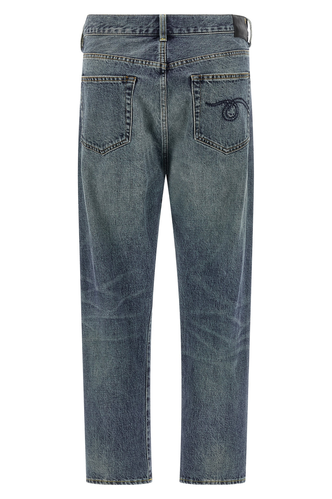 R13 24 crossover stonewashed cotton denim jeans