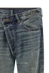 crossover stonewashed cotton denim jeans
