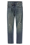 crossover stonewashed cotton denim jeans