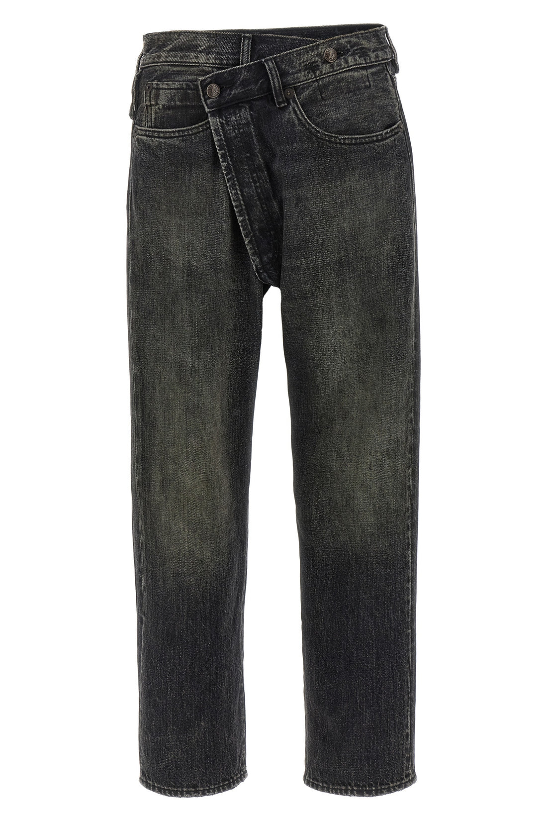 R13 25 crossover jeans in delavé cotton denim