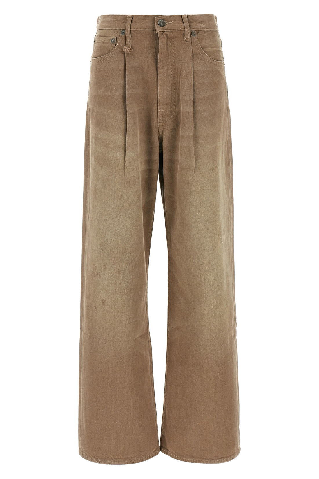 R13 25 high-waisted cotton denim damon pleated jeans