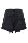 cross over stone-washed cotton denim shorts