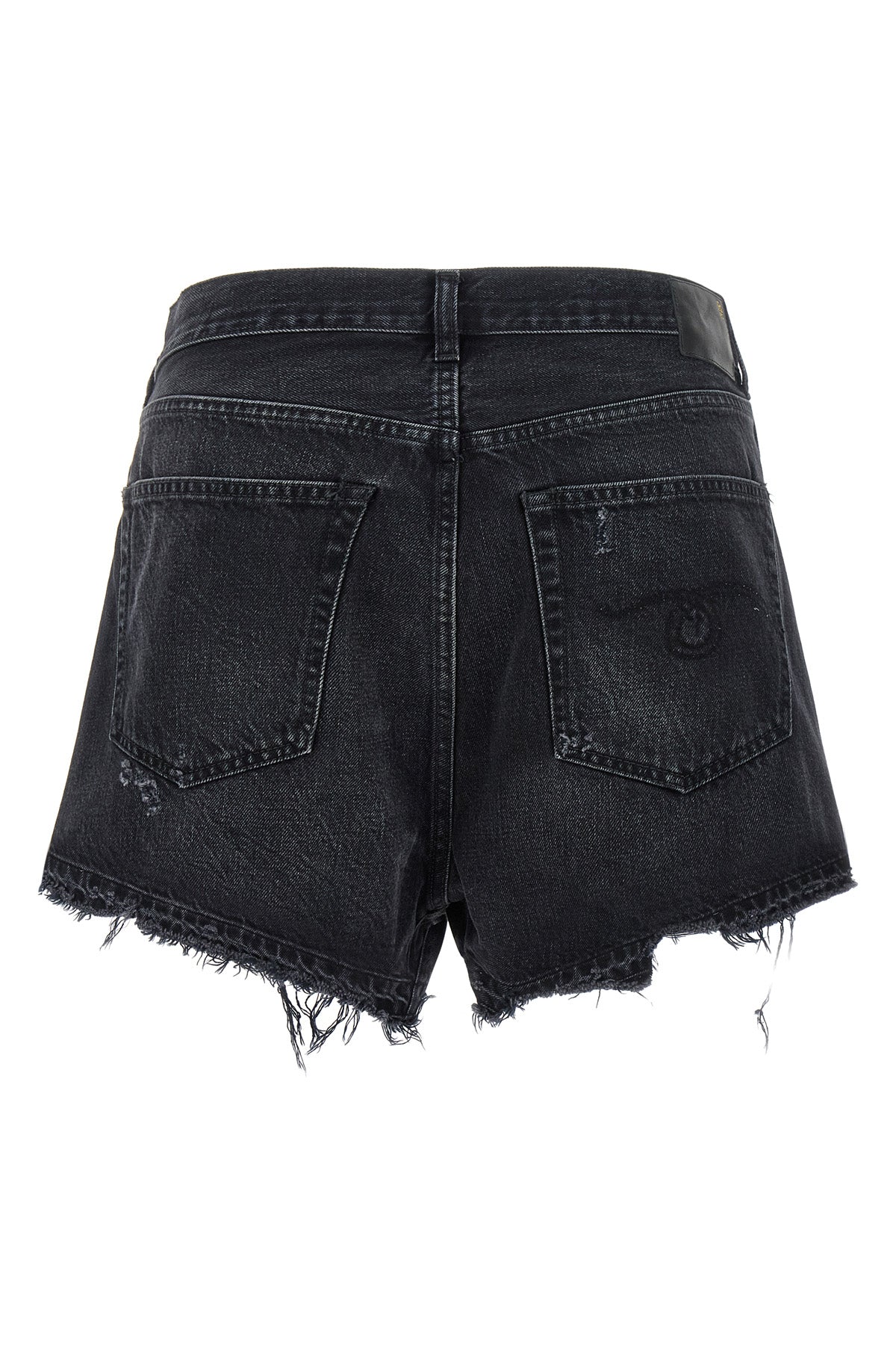 cross over stone-washed cotton denim shorts