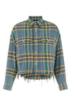 check print peach cotton shirt