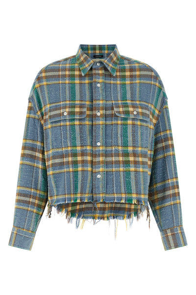check print peach cotton shirt