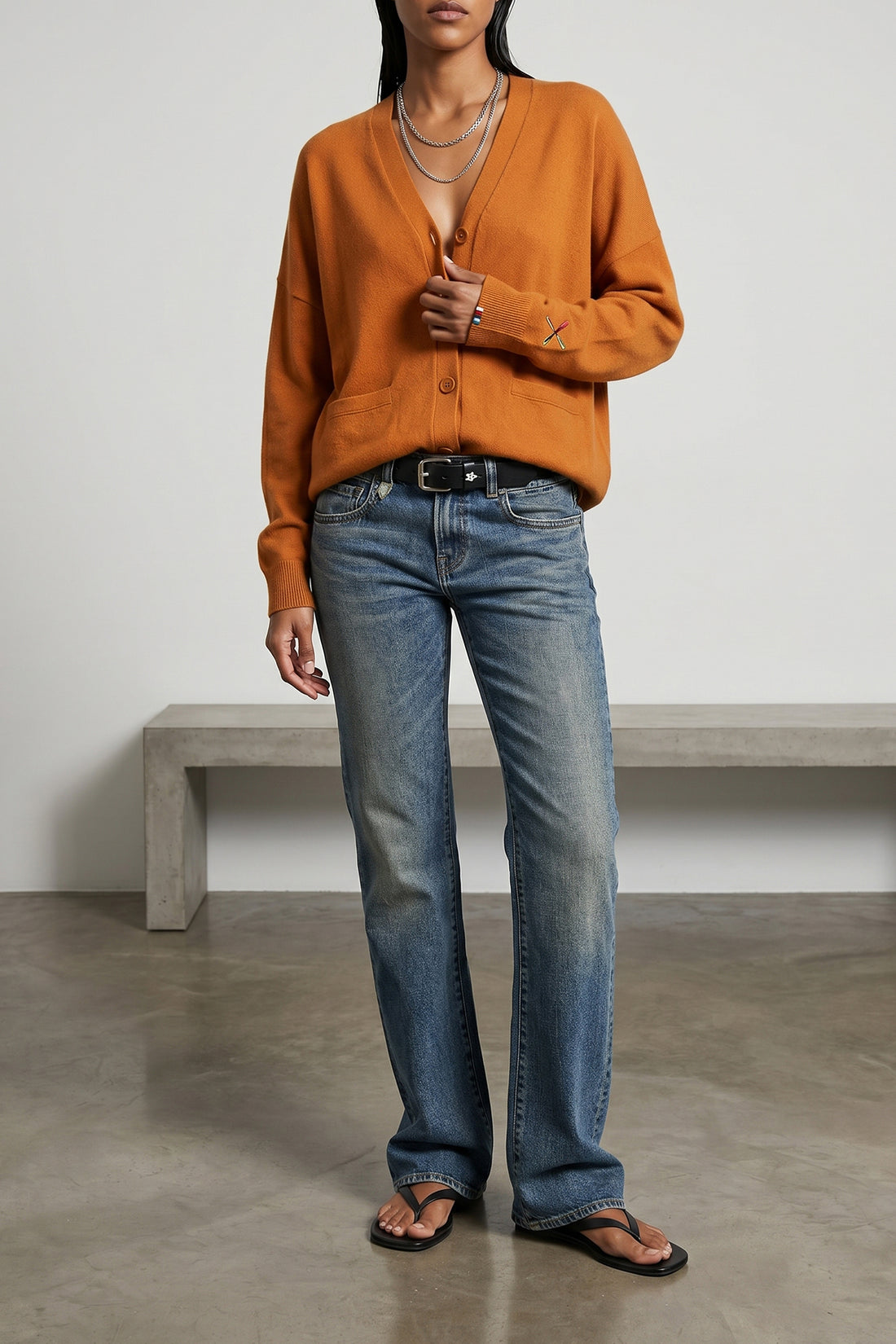 R13 30 boy flare used-effect stone washed cotton denim jeans