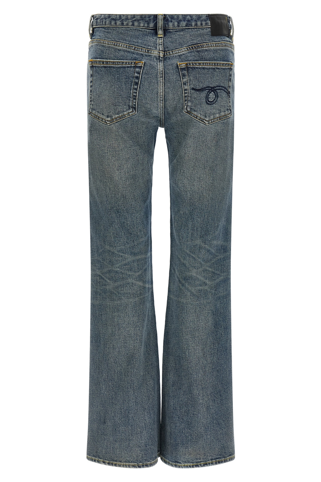 R13 24 boy flare used-effect stone washed cotton denim jeans