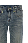 boy flare used-effect stone washed cotton denim jeans