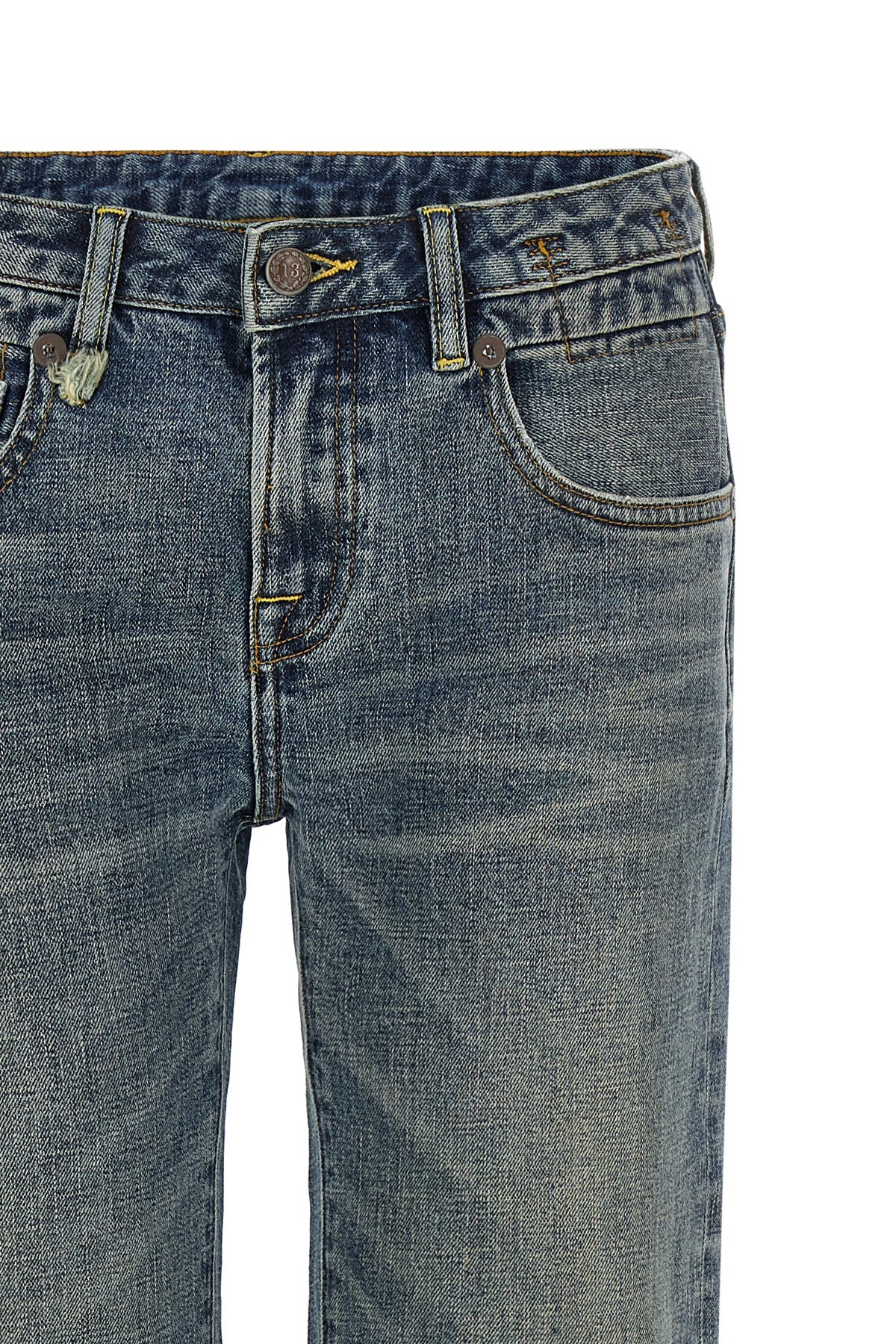 boy flare used-effect stone washed cotton denim jeans