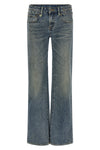 boy flare used-effect stone washed cotton denim jeans