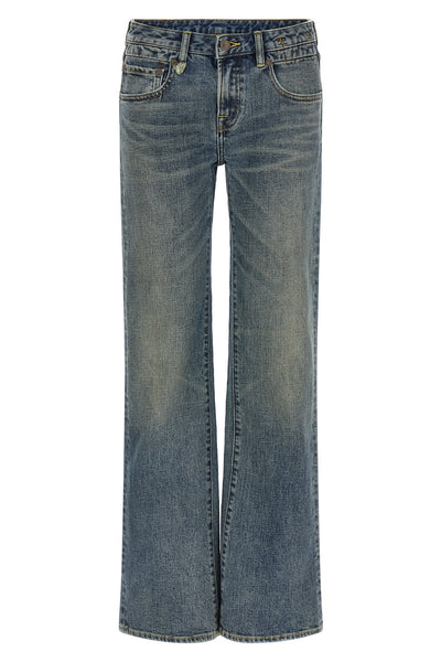 boy flare used-effect stone washed cotton denim jeans