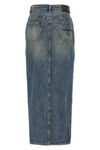 devon side slit cotton denim skirt