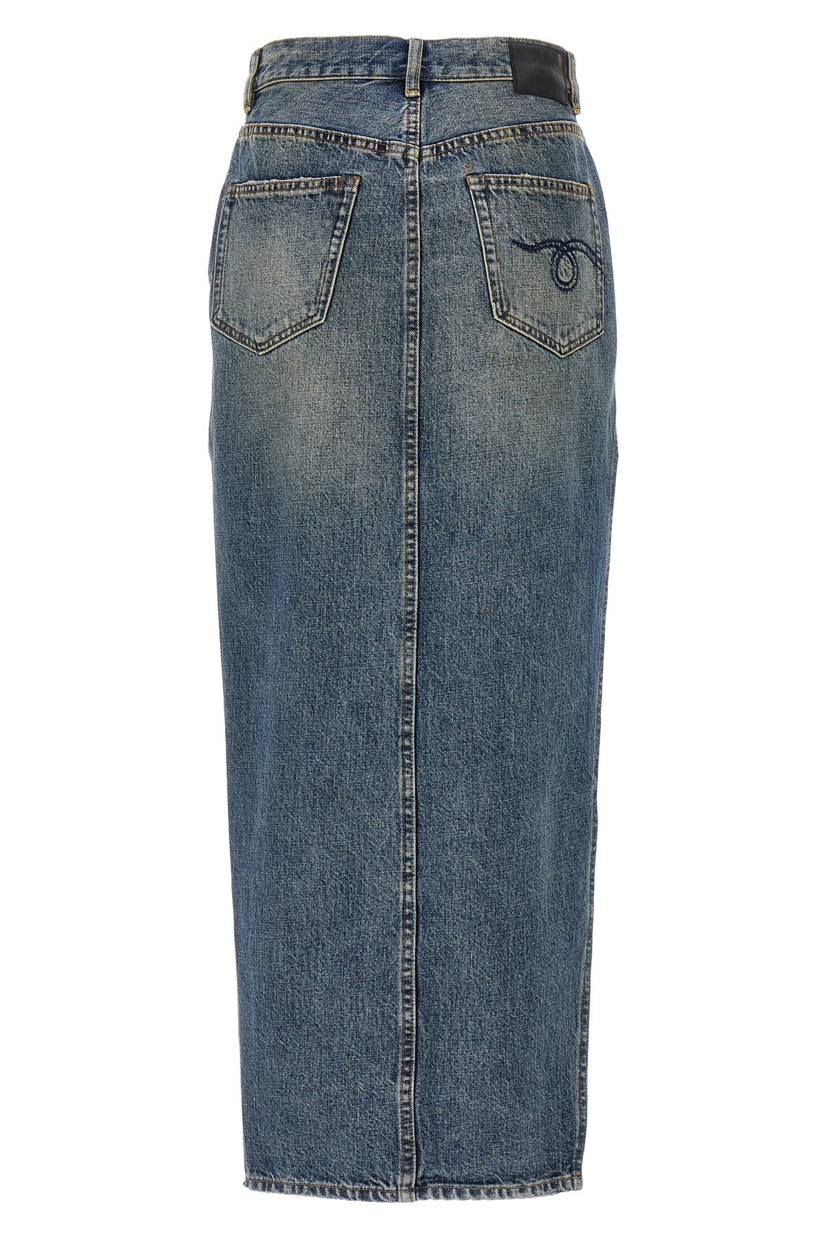 devon side slit cotton denim skirt