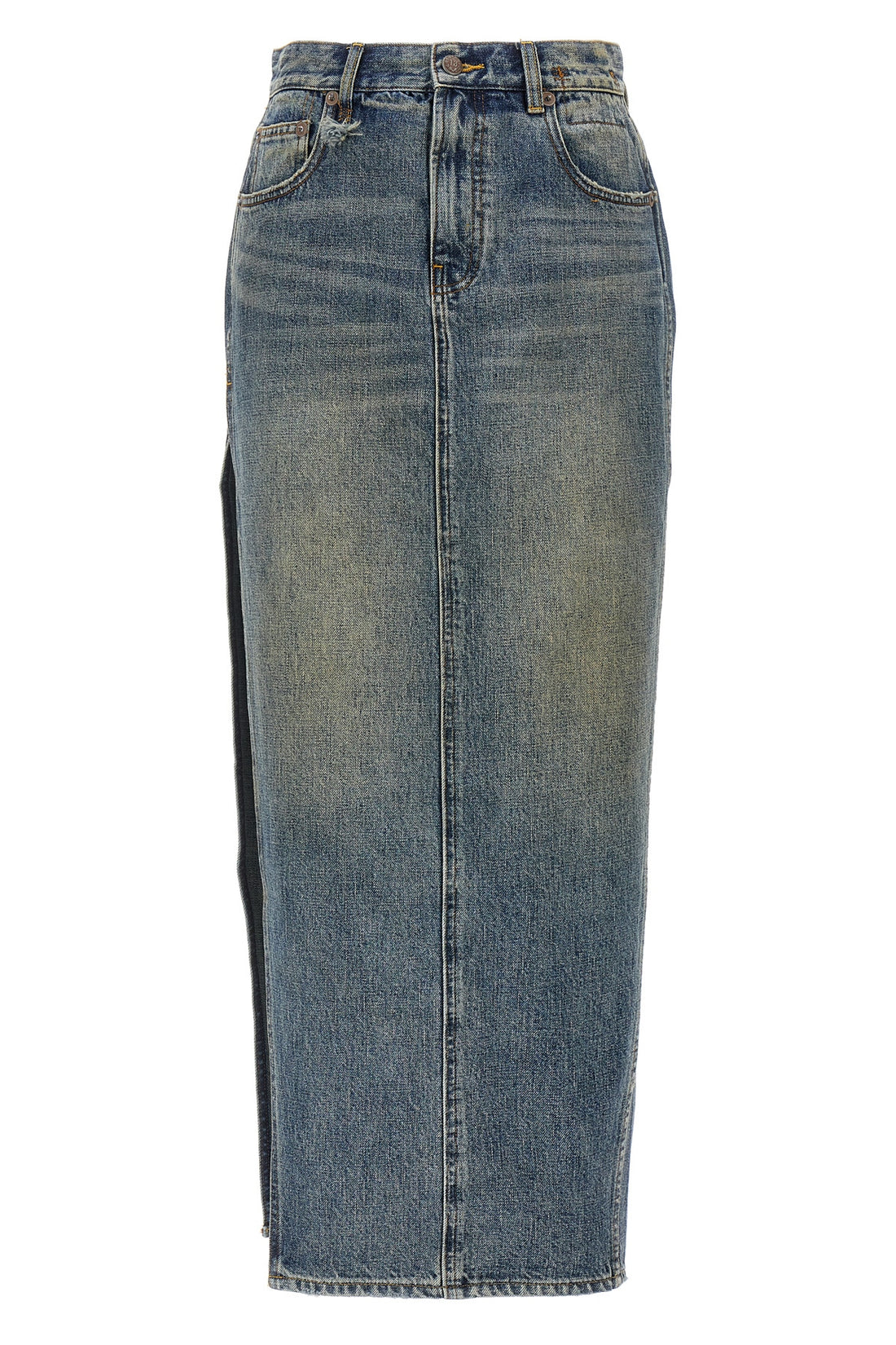 R13 27 devon side slit cotton denim skirt