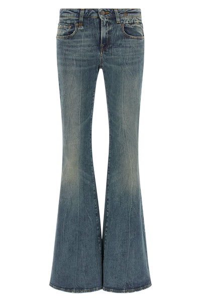 the overflow boy flare r13 jeans redefine the denim silhouette through exagger