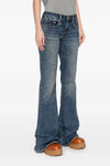 overflow boy flare low-rise denim jeans in delavé cotton