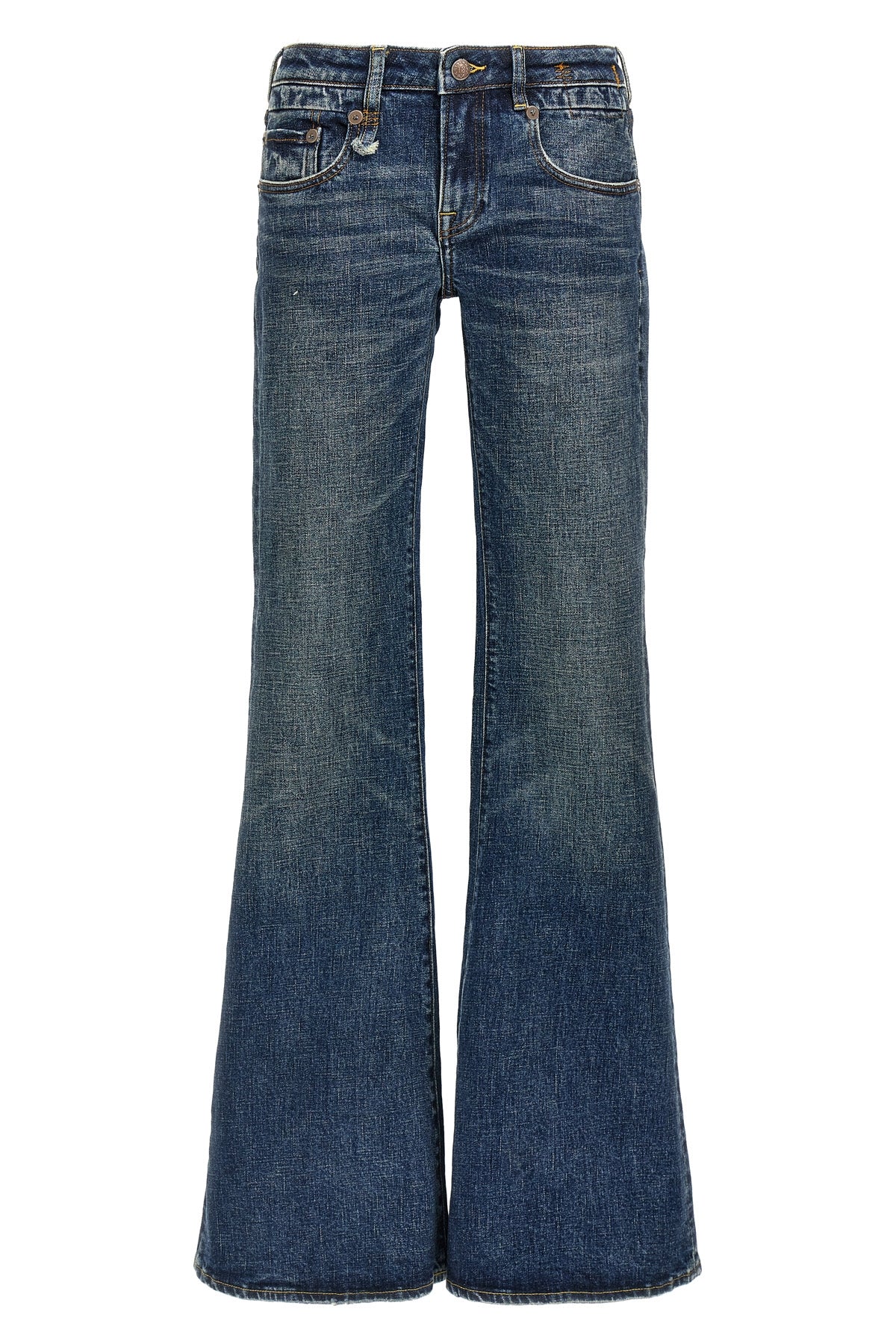 overflow boy flare low-rise denim jeans in delavé cotton