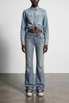 wrap around cotton denim shirt