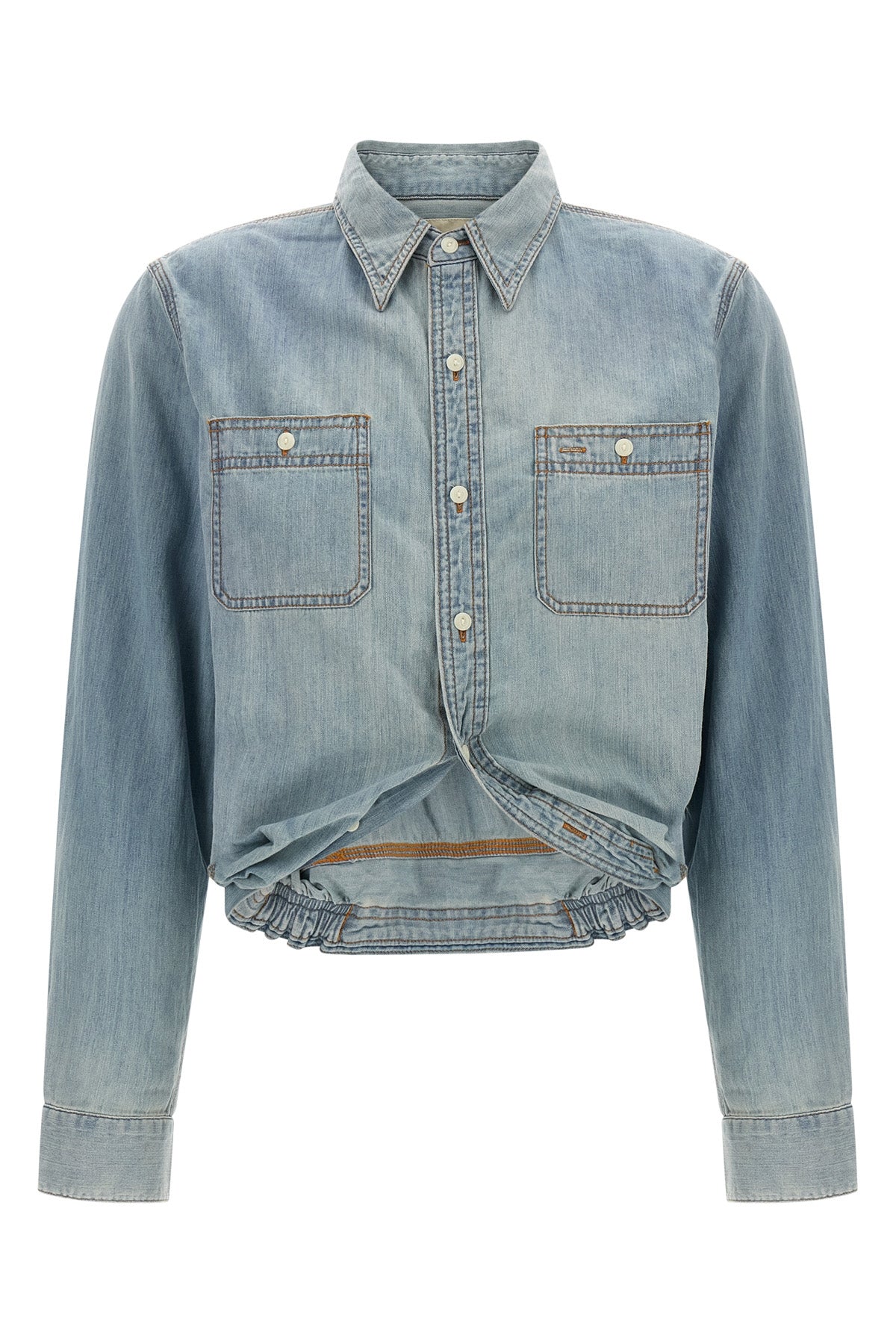wrap around cotton denim shirt