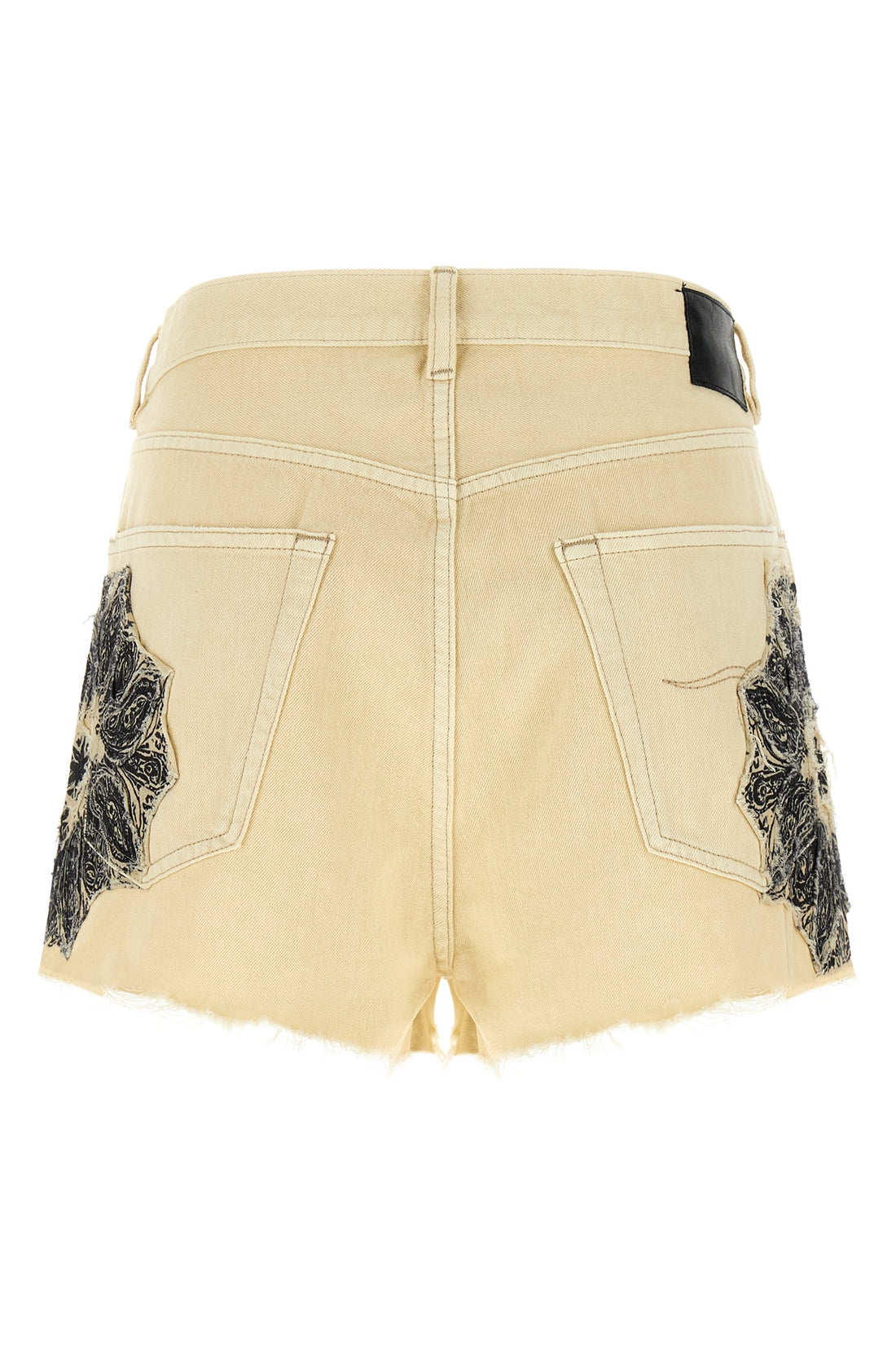 R13 24 x-bf shorts in used-effect garment-dyed cotton denim