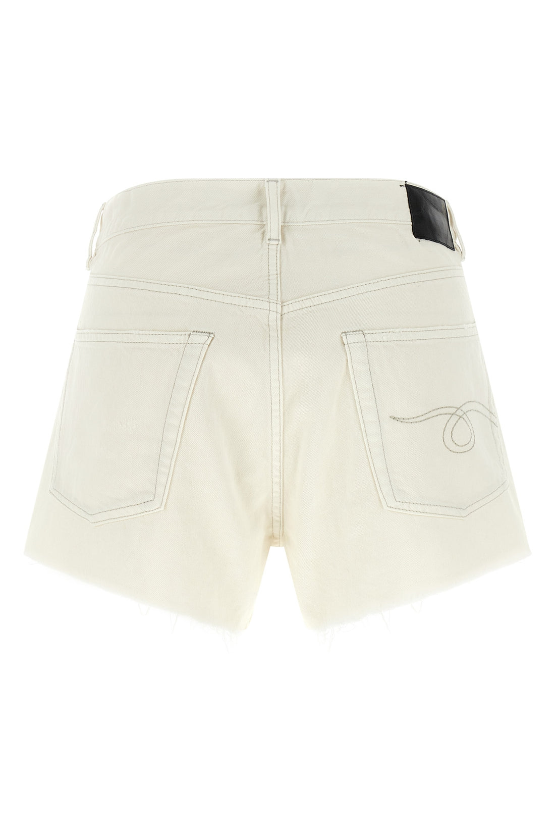 R13 23 x-bf shorts in destroyed effect garment-dyed cotton denim