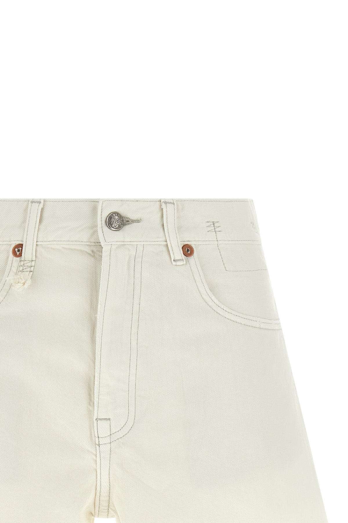 x-bf shorts in destroyed effect garment-dyed cotton denim