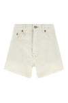 x-bf shorts in destroyed effect garment-dyed cotton denim