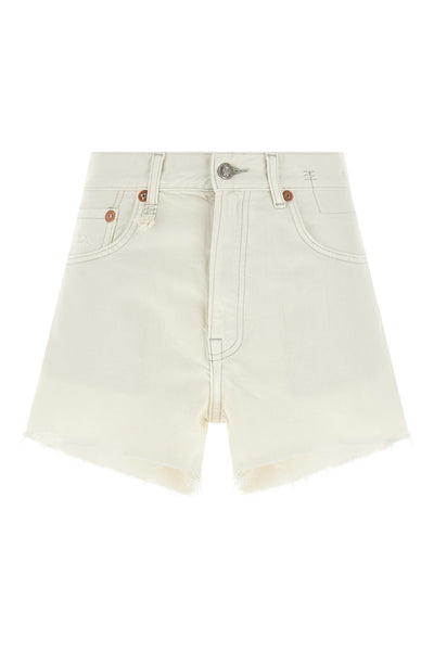 x-bf shorts in destroyed effect garment-dyed cotton denim