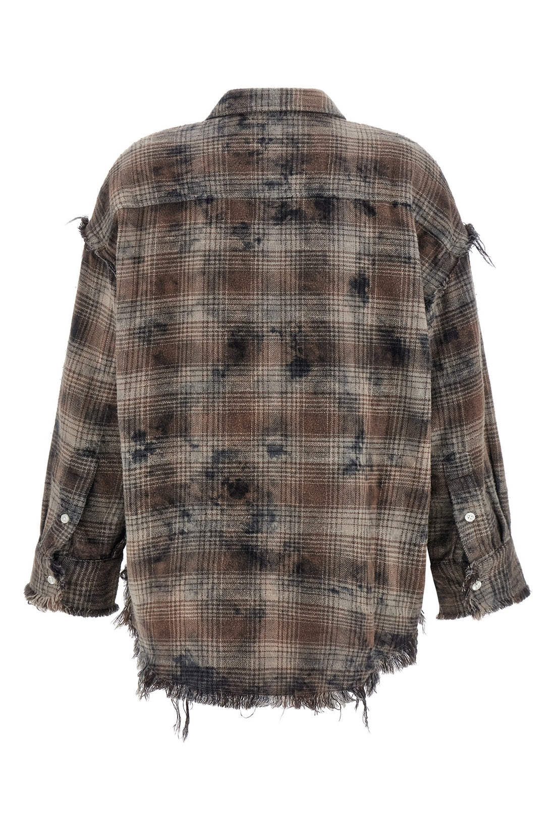 R13 XXS used-effect check print peach cotton shirt