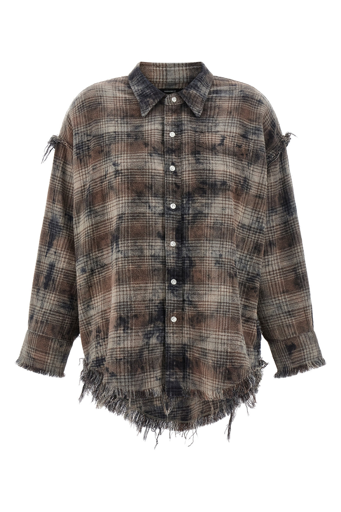 R13 XXS used-effect check print peach cotton shirt