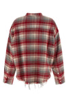 check print peach cotton shirt