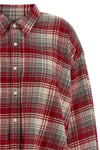 check print peach cotton shirt