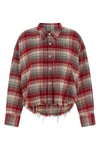 check print peach cotton shirt