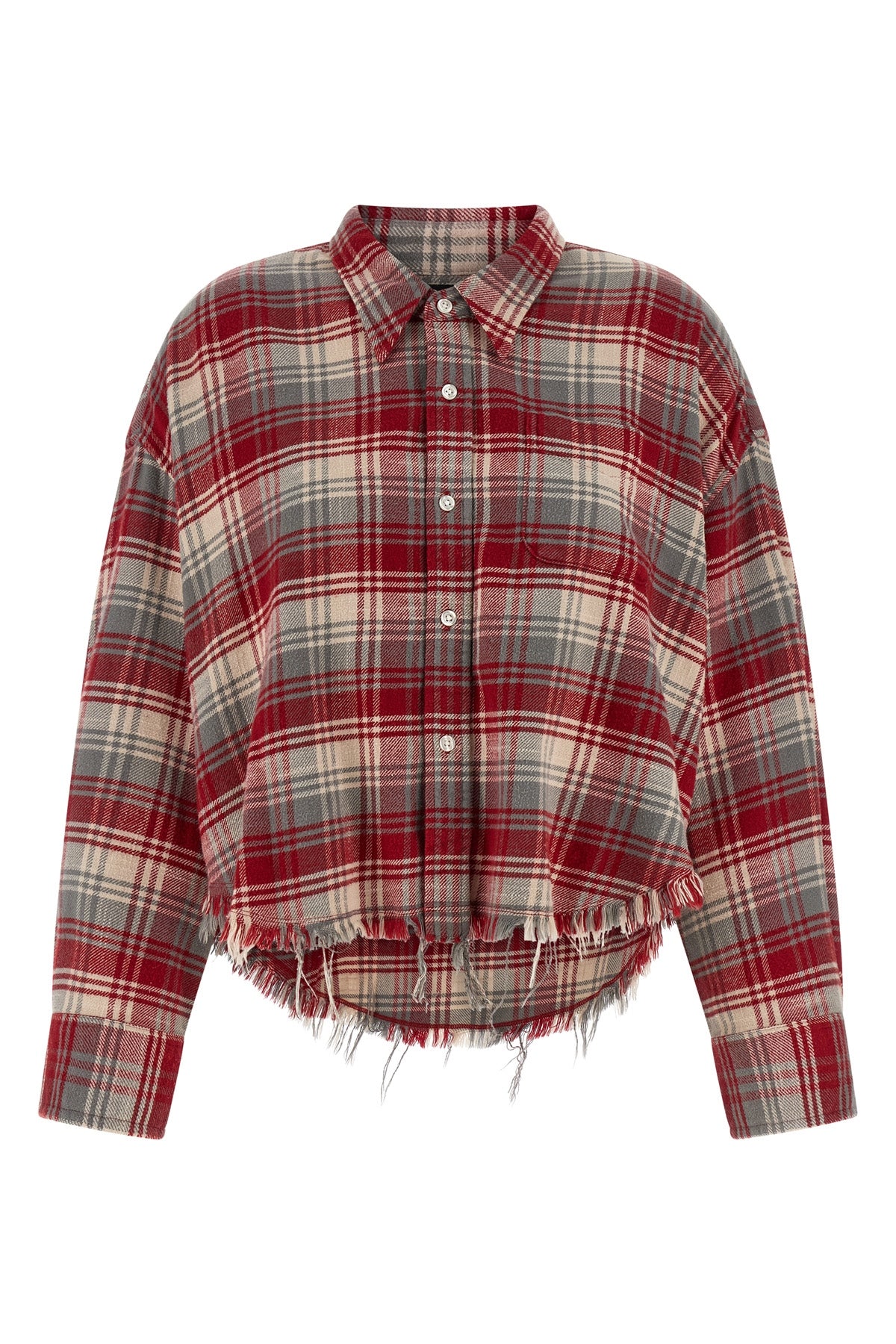 check print peach cotton shirt