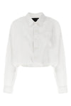 crossover bubble cotton shirt