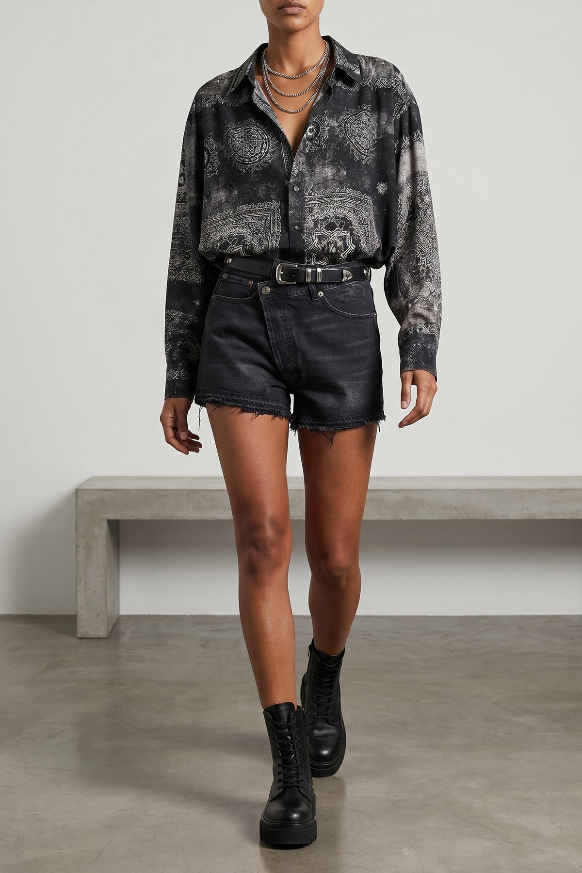 bubble all-over bandana print silk shirt