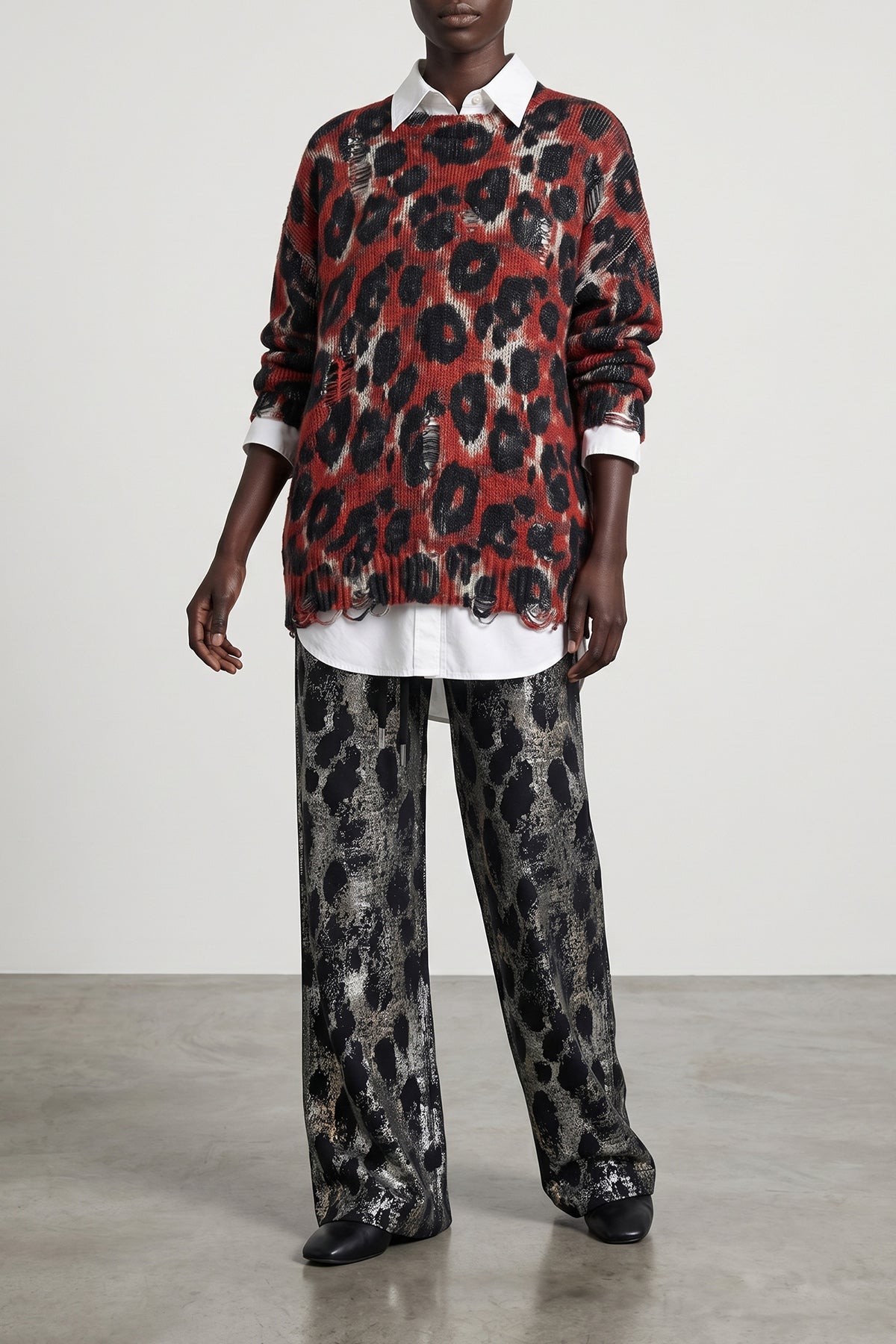 animal print animal-effect cotton sweater