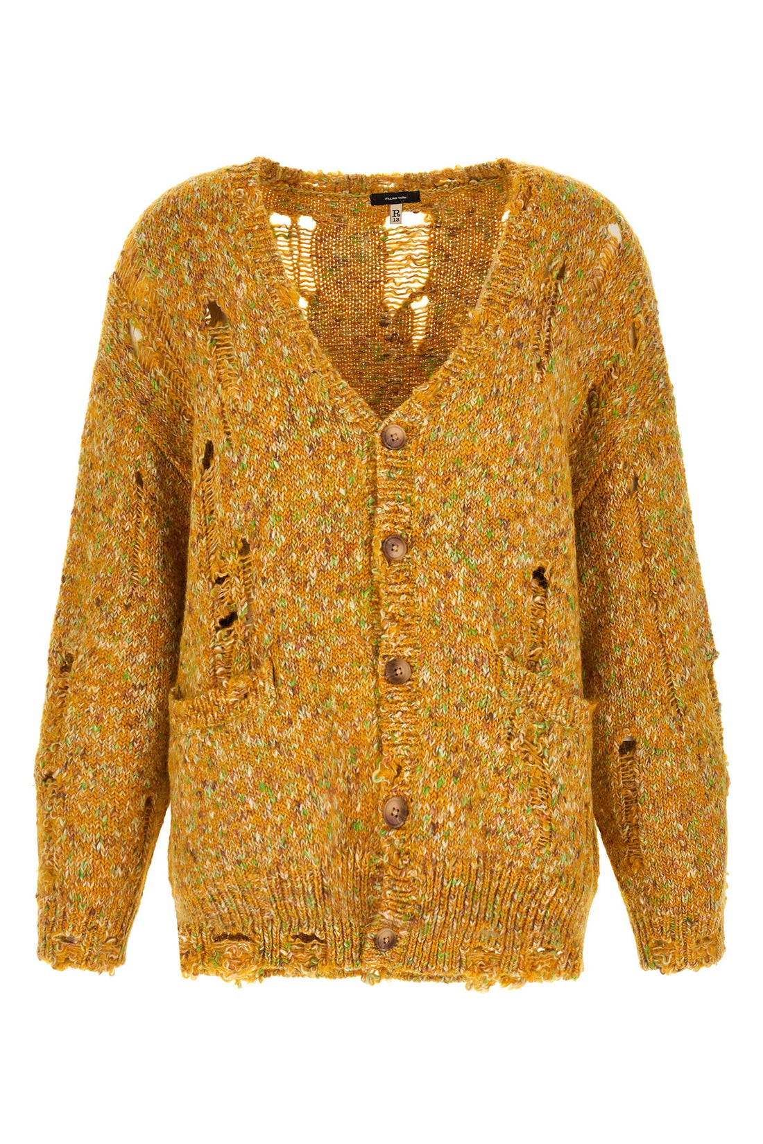R13 XS cardigan in used patterned alpaca blend