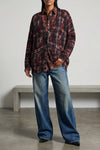cardigan in linen and cotton blend check pattern used effect
