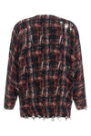 cardigan in linen and cotton blend check pattern used effect