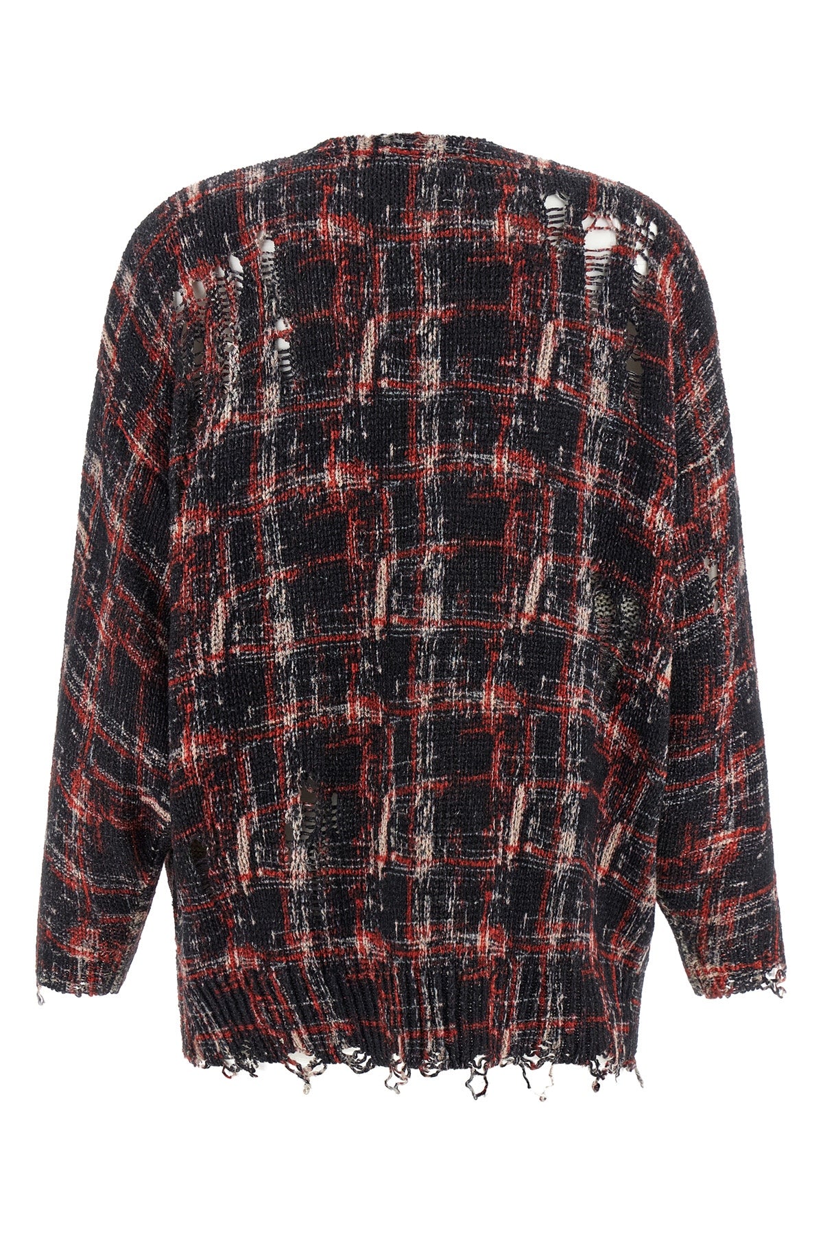 cardigan in linen and cotton blend check pattern used effect