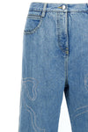 crystal ribbon hot fix cotton denim jeans embellished