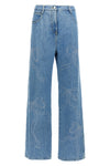 crystal ribbon hot fix cotton denim jeans embellished