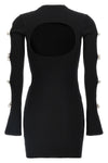 cut-out crystal bow mini dress in stretch viscose blend