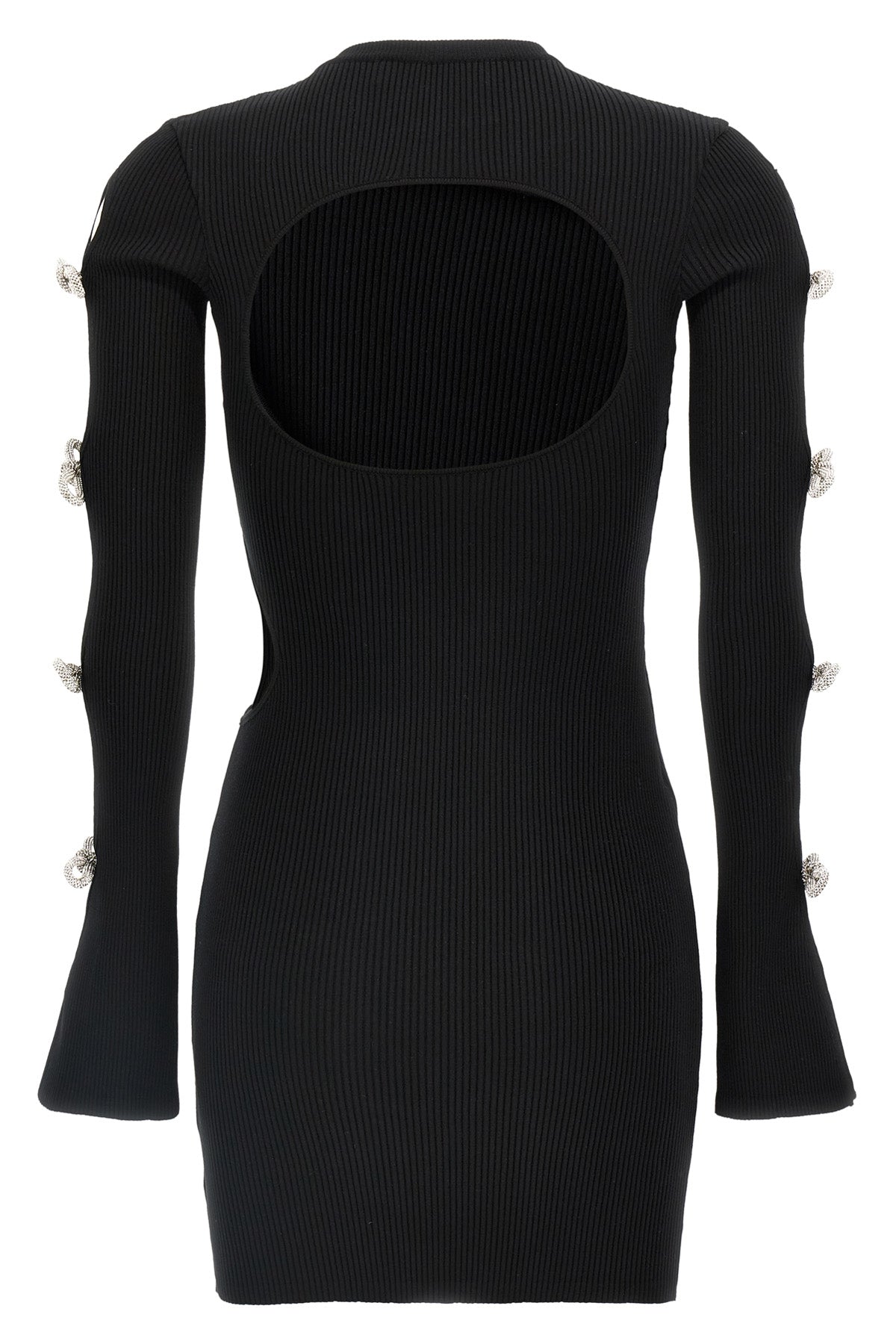 cut-out crystal bow mini dress in stretch viscose blend
