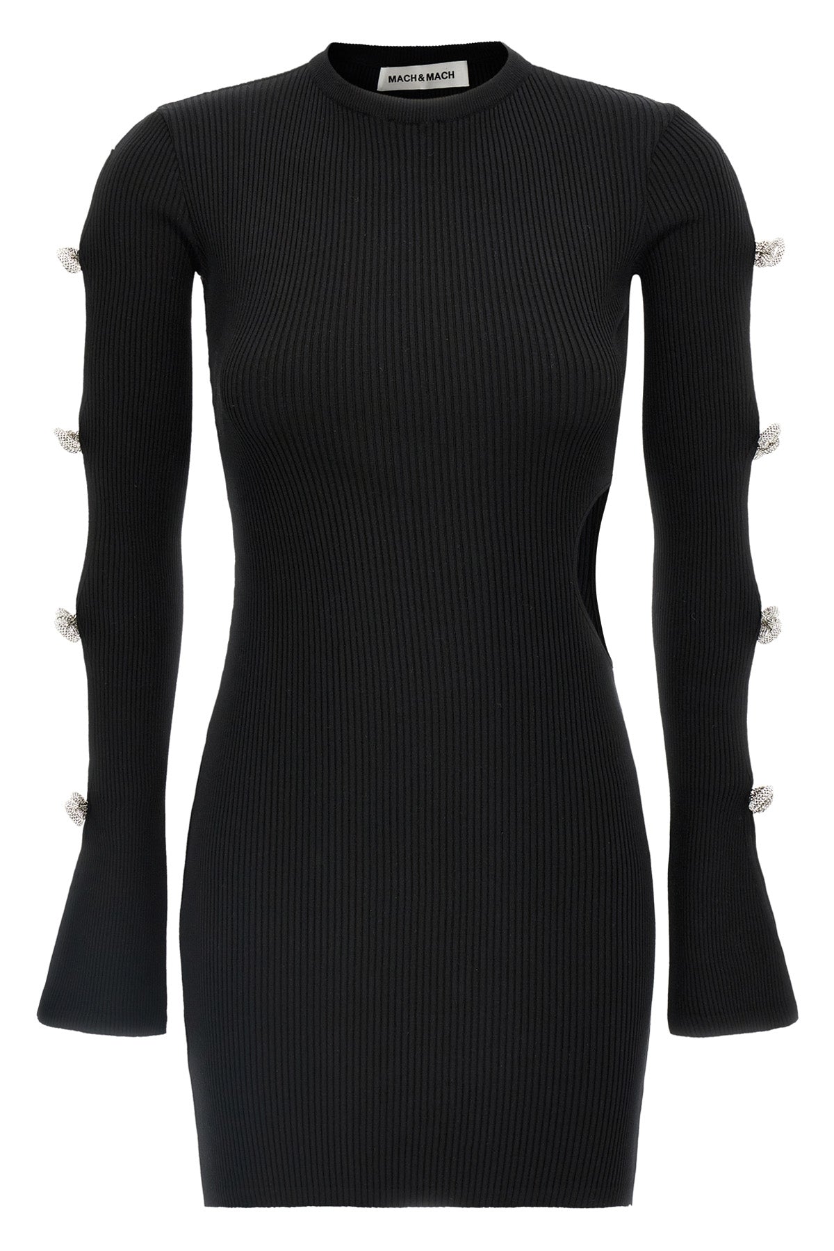 cut-out crystal bow mini dress in stretch viscose blend