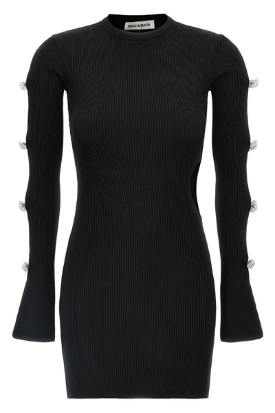 cut-out crystal bow mini dress in stretch viscose blend