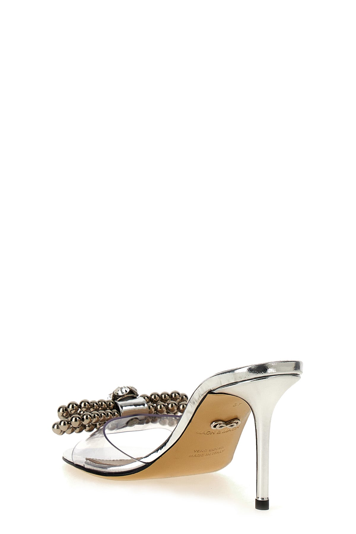 stud bow sandals in transparent pvc