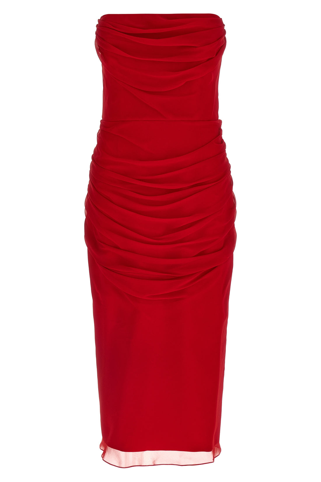CAROLINA HERRERA 4 strapless silk chiffon dress draped and curled at the waist