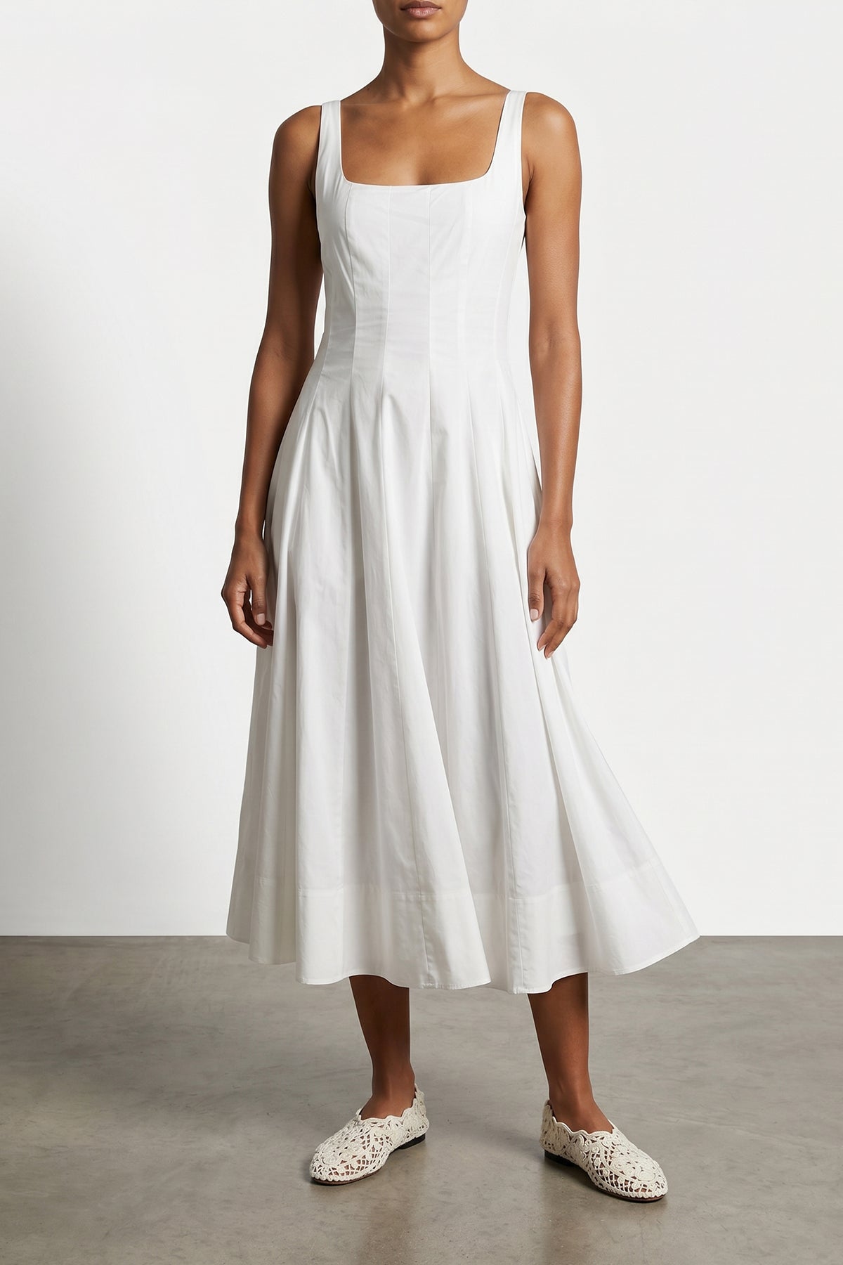wells midi dress in light cotton poplin